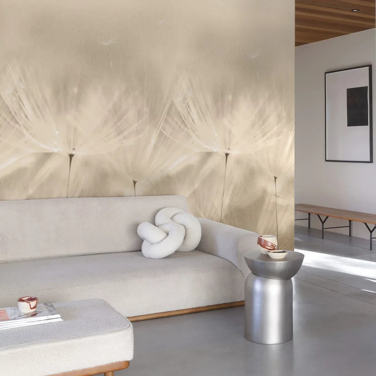Grandeco Wandbild Löwenzahn Beige Neutral 203801