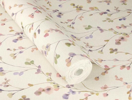 Rasch Vliestapete 486155 Country Charme Blätter Ranken Rosa Altrosa Floral Landhausstil