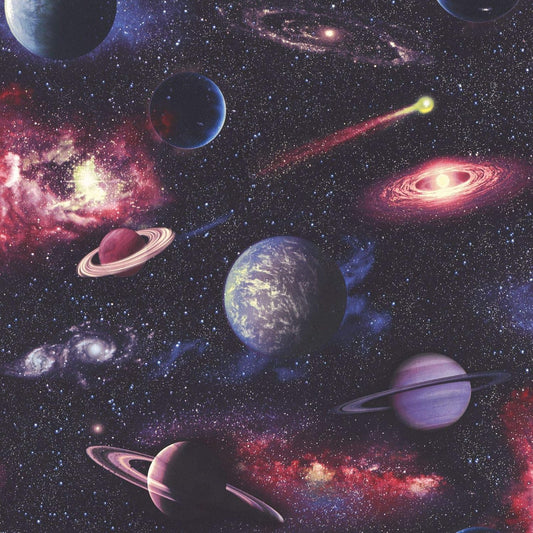 Rasch 815429 Vliestapete Weltraum Planeten Blau Kindertapete für Kinderzimmer