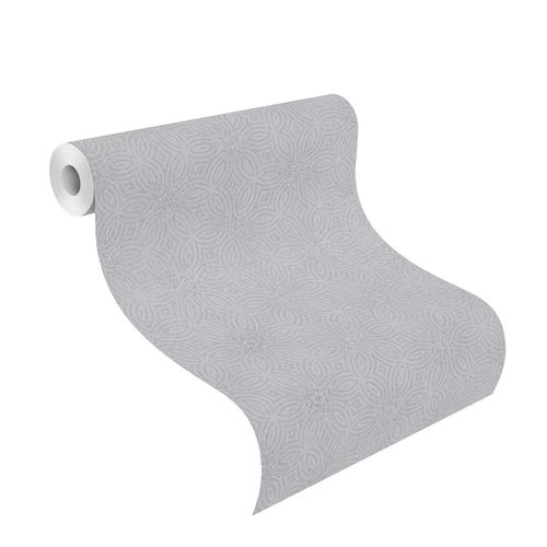 Rasch Vliestapete 530520 BERLIN - Grafische Strukturtapete Silber mit Sternenmuster Glanz