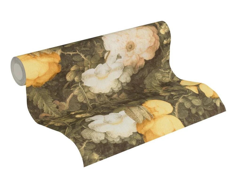 A.S. Création Metropolitan Stories 36921-1 Blumen Vintage dunkelgrün gelb
