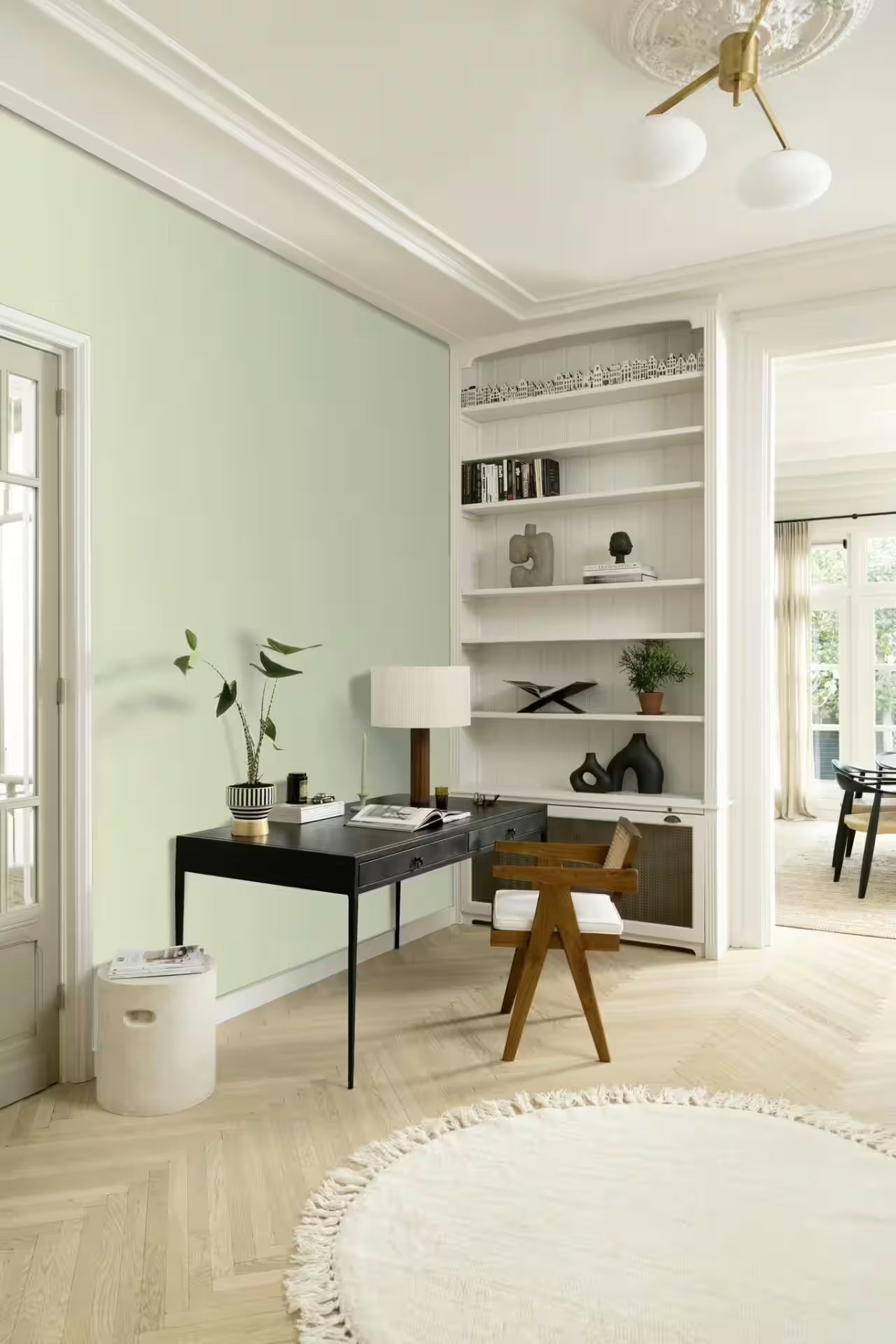 Rasch 447538 Vliestapete/Vinyl auf Vlies – Uni Textiloptik pistaziengr