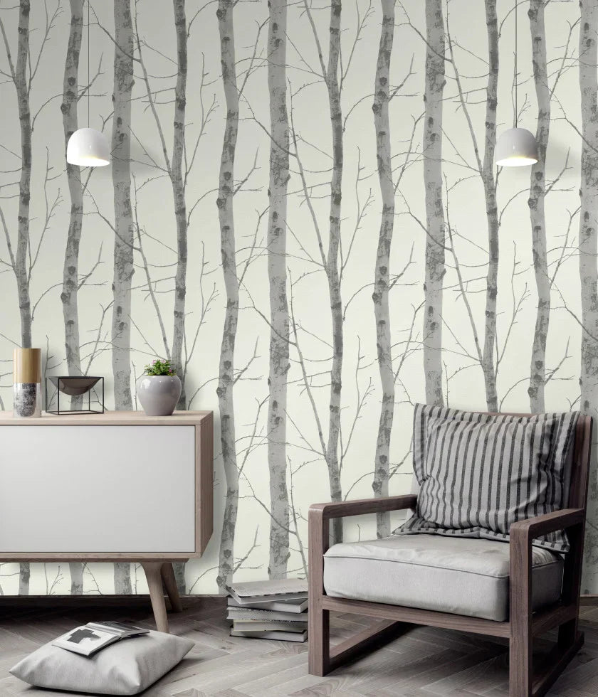Erismann Vliestapete Instawalls 5433-47 – Birken/Baum-Motiv grau/anthraz