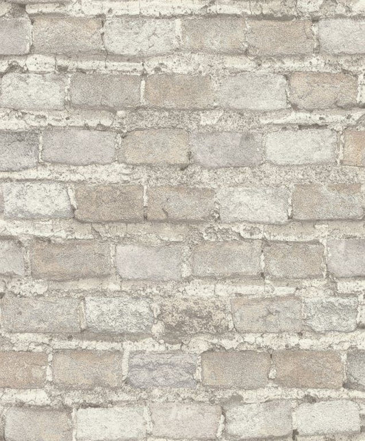 428049 Beige-Hellbeige Vliestapete mit Steinmuster von Rasch