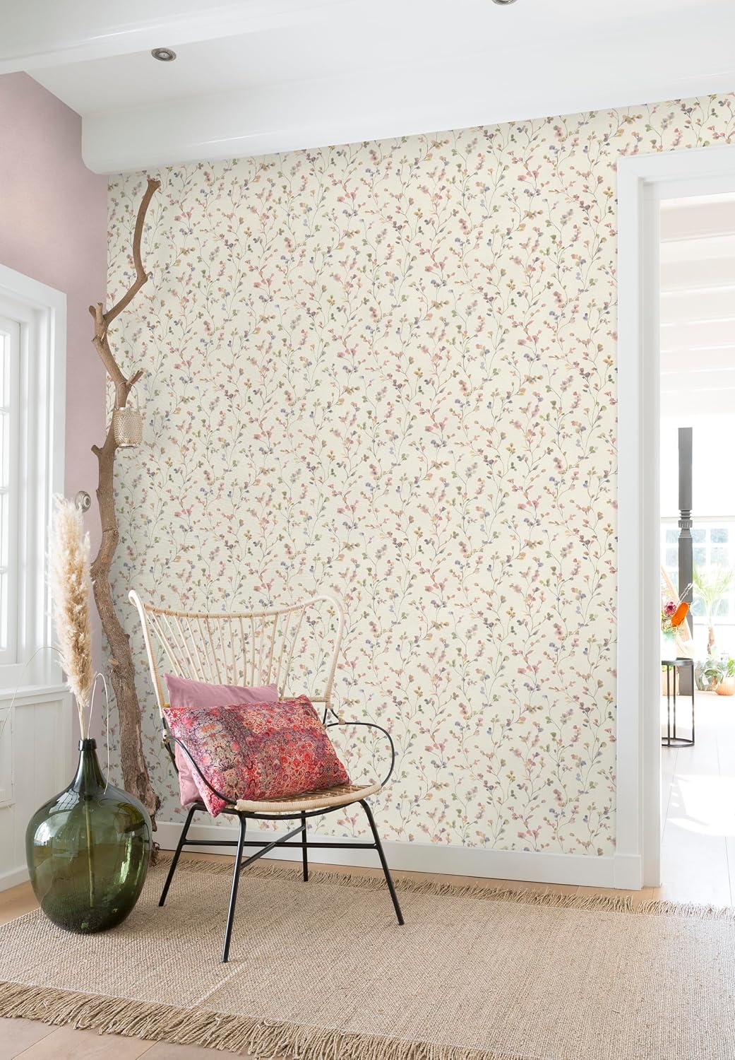 Rasch Vliestapete 486155 Country Charme Blätter Ranken Rosa Altrosa Floral Landhausstil