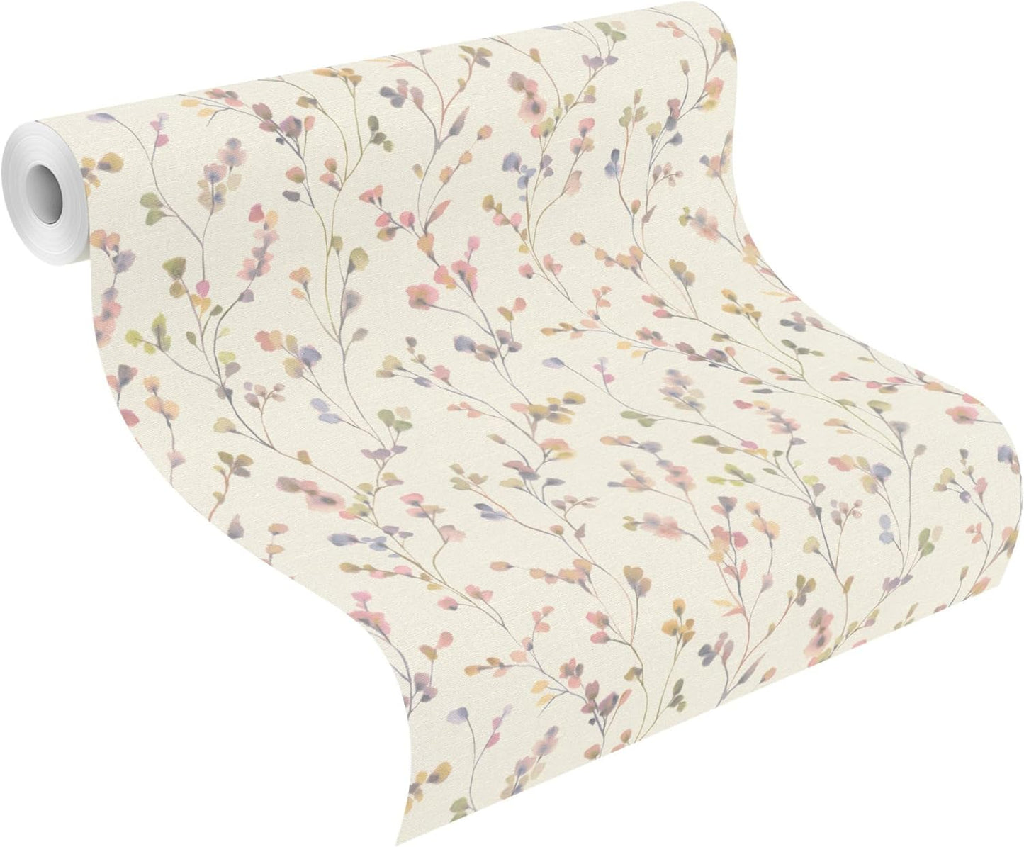 Rasch Vliestapete 486155 Country Charme Blätter Ranken Rosa Altrosa Floral Landhausstil