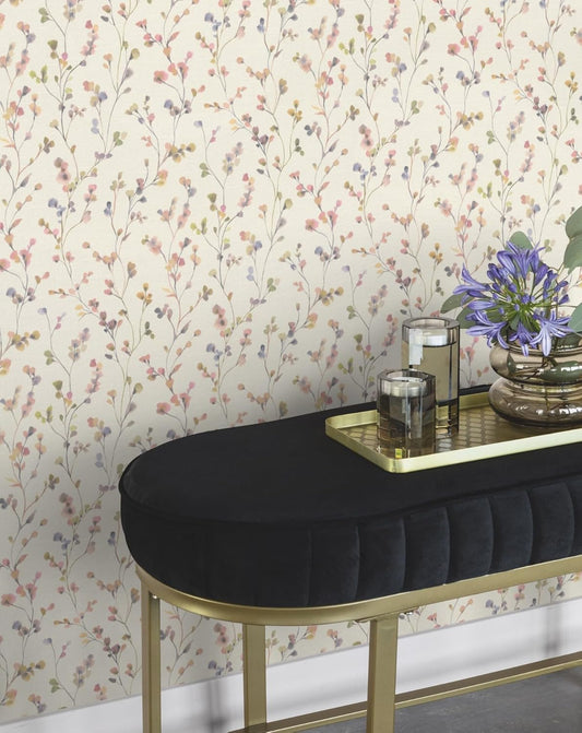 Rasch Vliestapete 486155 Country Charme Blätter Ranken Rosa Altrosa Floral Landhausstil