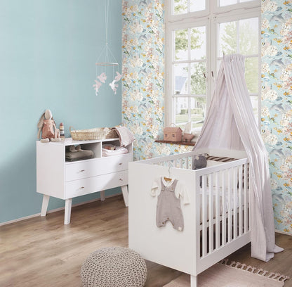 Rasch Kids World 301328 Vliestapete Unterwasserwelt Blau Delfine Korallen Kinderzimmer