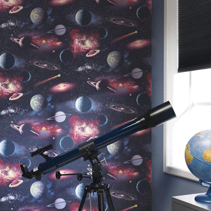 Rasch 815429 Vliestapete Weltraum Planeten Blau Kindertapete für Kinderzimmer