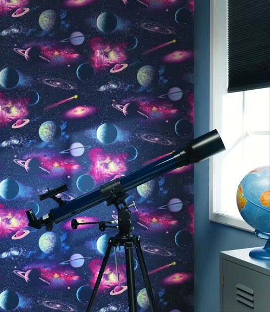 Rasch 815429 Vliestapete Weltraum Planeten Blau Kindertapete für Kinderzimmer