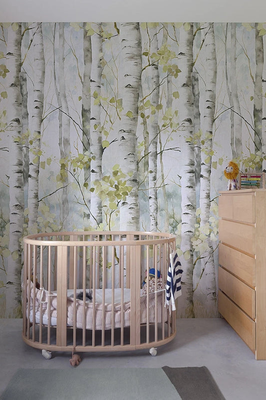 Grandeco A77301 OROM II Betula Mehrfarbig - Fototapete Birkenwald Strukturvinyl