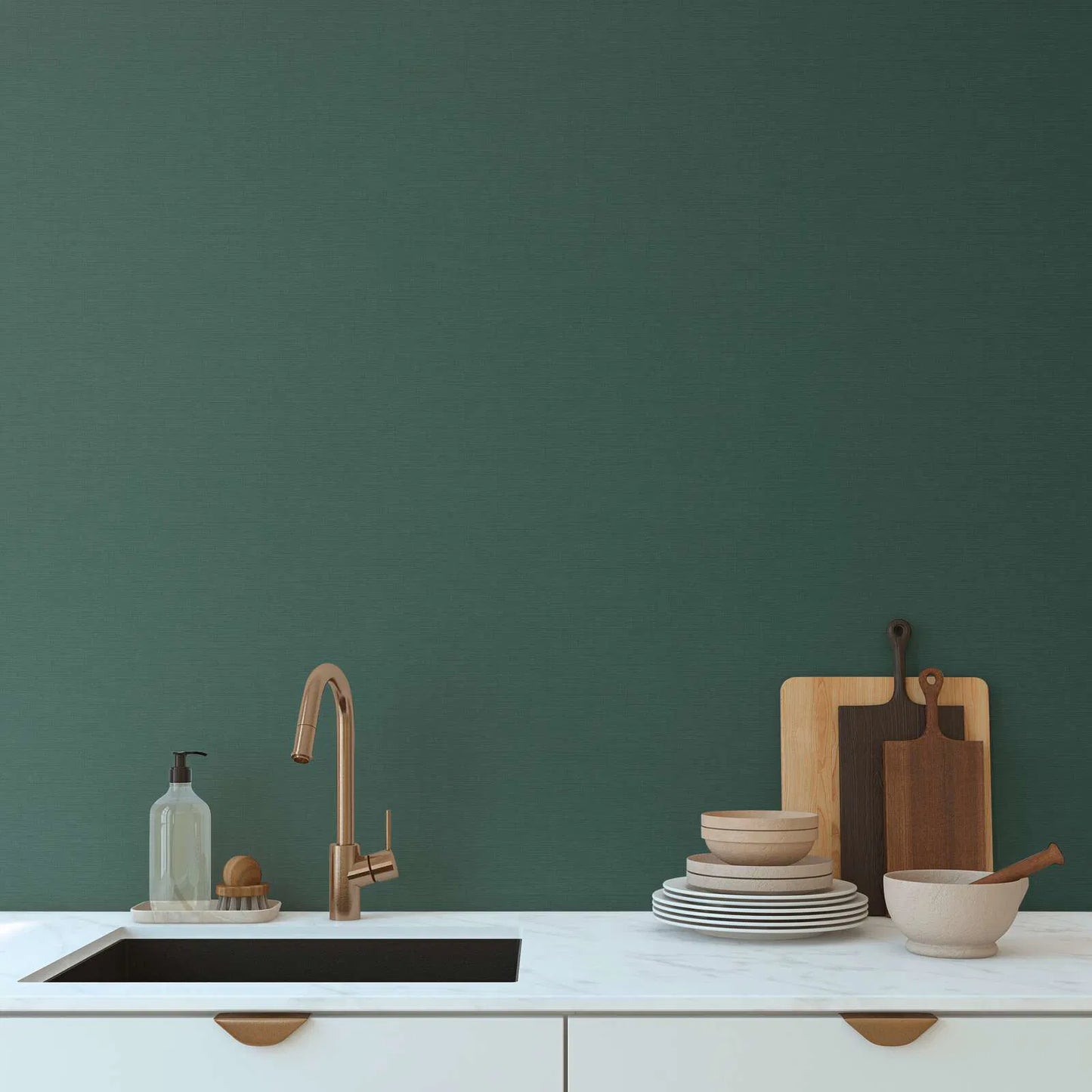 A.S. Création 39098‑4 – Vliestapete Leinen-Textiloptik Grün