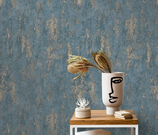 Vliestapete Blau Metallic Putz Optik 10273-08 Erismann