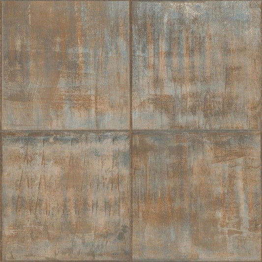 PP3401 Patina Kacheln braun Metallic Vliestapete mit Rostoptik von Grandeco