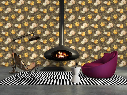 A.S. Création Metropolitan Stories 36921-1 Blumen Vintage dunkelgrün gelb